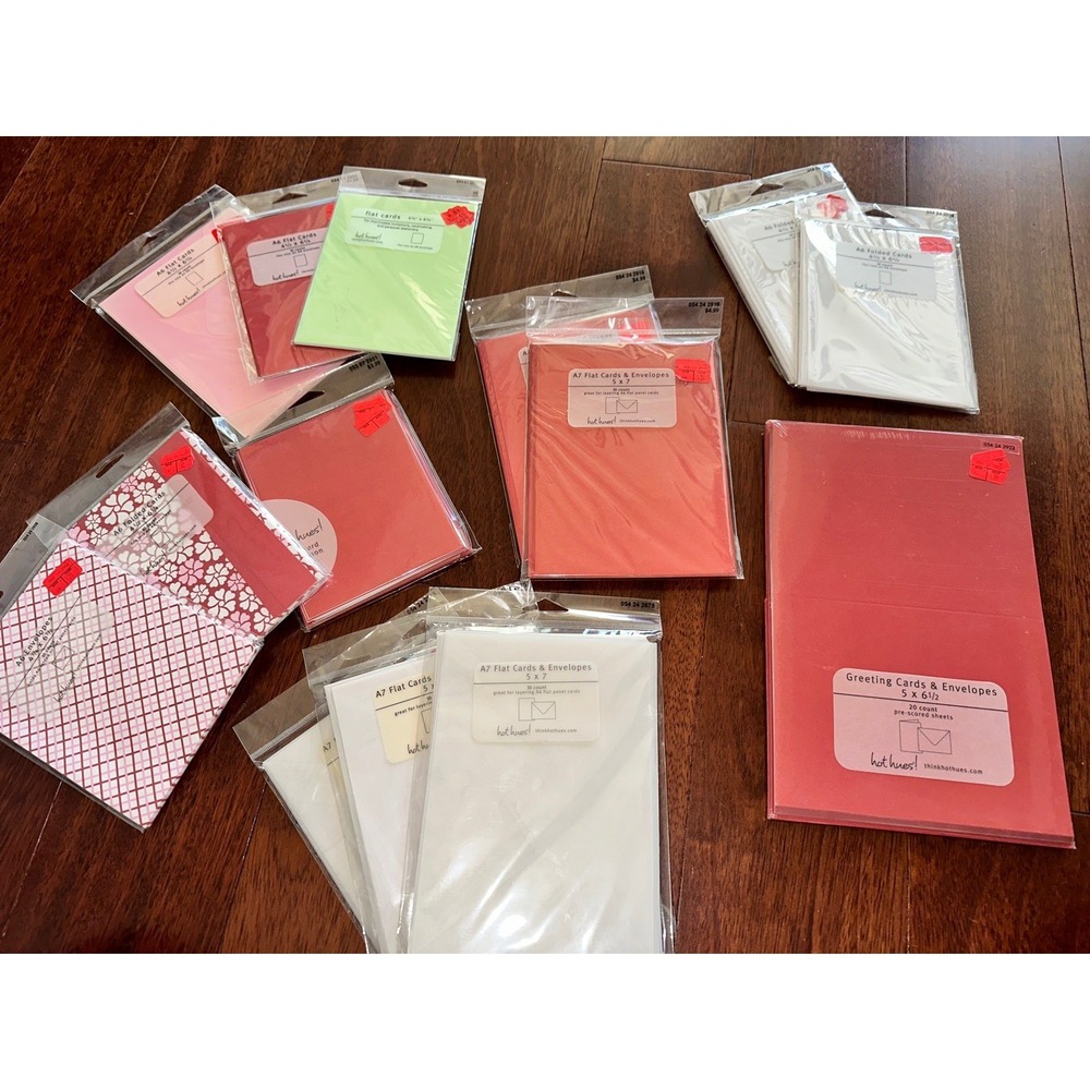 NEW Hot Hues Gartner Studios Envelopes Cards Red Vellum pink Green Folded Flat